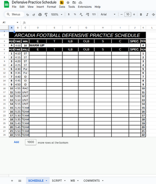 Defensive Prac Sched